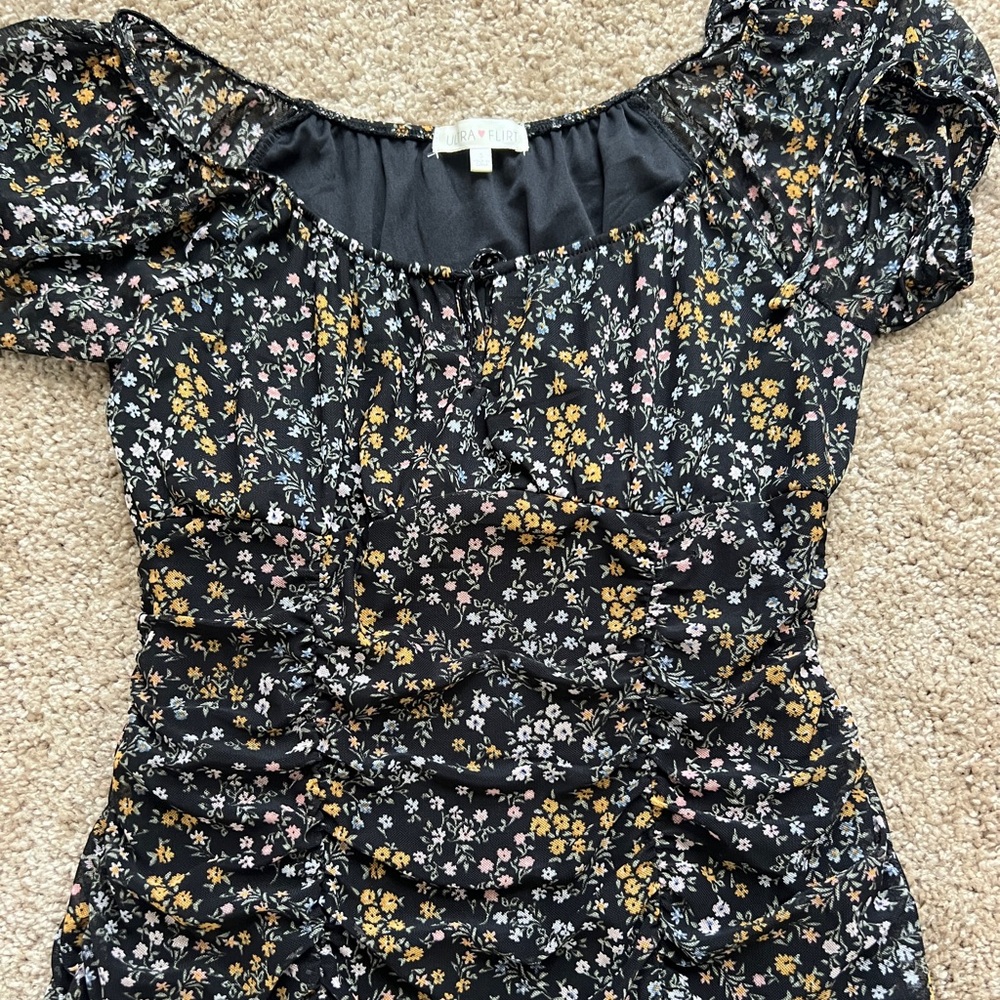 Floral Mini Ruched Dress - Picture 3 of 3